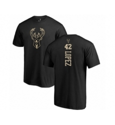 Basketball Milwaukee Bucks #42 Robin Lopez Black One Color Backer T-Shirt