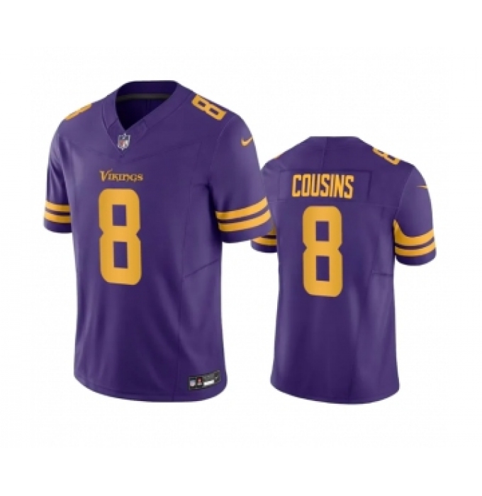 Men's Minnesota Vikings #8 Kirk Cousins Purple 2023 F.U.S.E. Color Rush Stitched Jersey