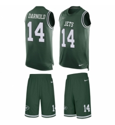 Men's Nike New York Jets #14 Sam Darnold Limited Green Tank Top Suit NFL Jersey