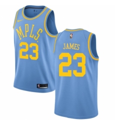 Men's Nike Los Angeles Lakers #23 LeBron James Swingman Blue Hardwood Classics NBA Jersey