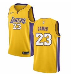 Men's Nike Los Angeles Lakers #23 LeBron James Swingman Gold NBA Jersey - Icon Edition