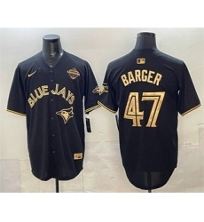 Men's Toronto Blue Jays #47 Addison Barger Black Gold 2025 American League Champions Limited Stitched Jersey