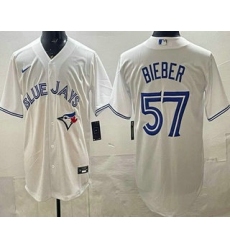 Men's Toronto Blue Jays #57 Shane Bieber White Cool Base Jersey