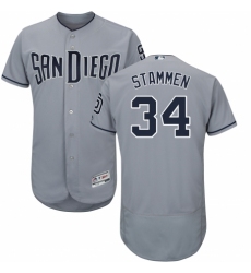 Men's Majestic San Diego Padres #34 Craig Stammen Authentic Grey Road Cool Base MLB Jersey