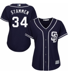 Women's Majestic San Diego Padres #34 Craig Stammen Replica Navy Blue Alternate 1 Cool Base MLB Jersey