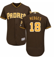 Men's Majestic San Diego Padres #18 Austin Hedges Brown Alternate Flex Base Authentic Collection MLB Jersey