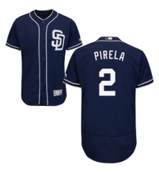 Men's Majestic San Diego Padres #2 Jose Pirela Navy Blue Alternate Flex Base Authentic Collection MLB Jersey