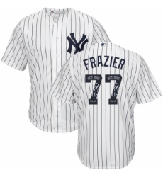 Men's Majestic New York Yankees #77 Clint Frazier Authentic White Team Logo Fashion MLB Jersey