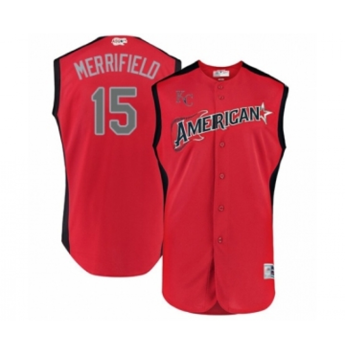 Men's Kansas City Royals #15 Whit Merrifield Authentic Red American League 2019 Baseball All-Star Jersey