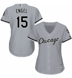 Women's Majestic Chicago White Sox #15 Adam Engel Authentic Grey Road Cool Base MLB Jersey