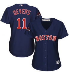 Women's Majestic Boston Red Sox #11 Rafael Devers Authentic Navy Blue Alternate Road 2018 World Series Champions MLB Jersey