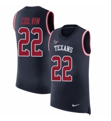 Men's Nike Houston Texans #22 Aaron Colvin Navy Blue Rush Player Name & Number Tank Top NFL Jersey