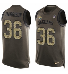 Men's Nike Jacksonville Jaguars #36 Ronnie Harrison Limited Green Salute to Service Tank Top NFL Jersey