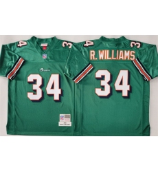 Men's Miami Dolphins #34 Ricky Williams Aqua Throwback Stitched Football Jersey