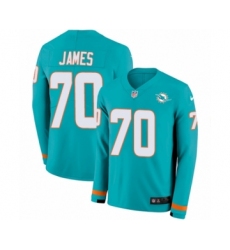 Youth Nike Miami Dolphins #70 Ja'Wuan James Limited Aqua Therma Long Sleeve NFL Jersey