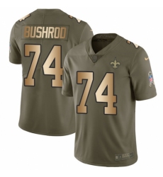 Men's Nike New Orleans Saints #74 Jermon Bushrod Limited Olive/Gold 2017 Salute to Service NFL Jersey