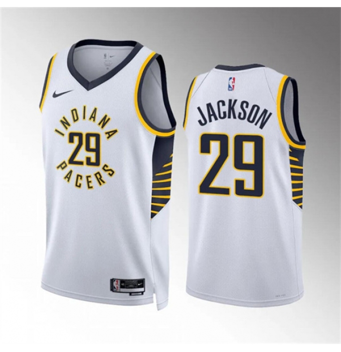 Men's Indiana Pacers #29 Quenton Jackson White Association Edition Stitched Basketball Jersey