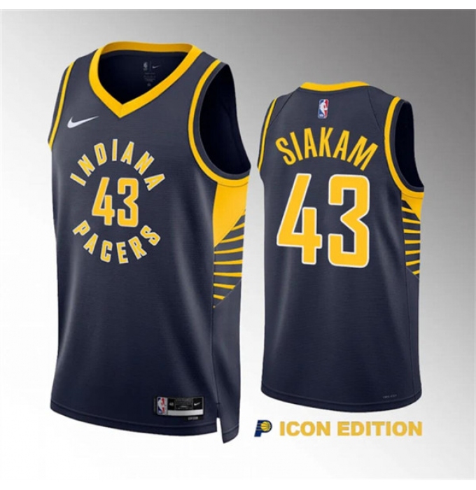 Men's Indiana Pacers #43 Pascal Siakam Navy Icon Edition Stitched Basketball Jersey