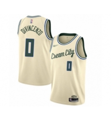 Men's Milwaukee Bucks #0 Donte DiVincenzo Swingman Cream Basketball Jersey - 2019 20 City Edition