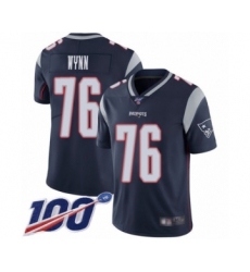 Men's New England Patriots #76 Isaiah Wynn Navy Blue Team Color Vapor Untouchable Limited Player 100th Season Football Jersey