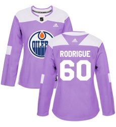 Women's Adidas Edmonton Oilers #60 Olivier Rodrigue Authentic Purple Fights Cancer Practice NHL Jersey