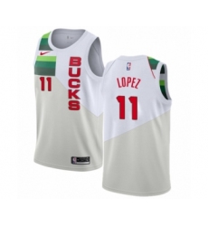 Women's Nike Milwaukee Bucks #11 Brook Lopez White Swingman Jersey - Earned Edition