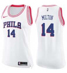 Women's Nike Philadelphia 76ers #14 Shake Milton Swingman White Pink Fashion NBA Jersey