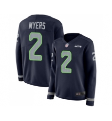 Women's Seattle Seahawks #2 Jason Myers Limited Navy Blue Therma Long Sleeve Football Jersey