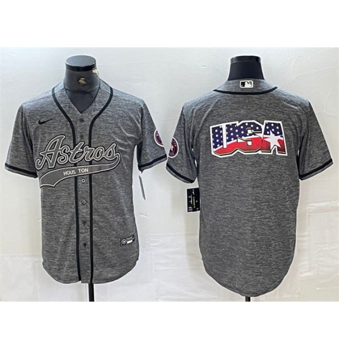 Men's Houston Astros Gray Team Big Logo With Cool Base Stitched Baseball Jerseys