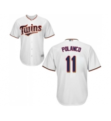 Men's Minnesota Twins #11 Jorge Polanco Replica White Home Cool Base Baseball Jersey