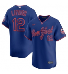 Men's New York Mets #12 Francisco Lindor Royal 2025 Alternate Limited Stitched Baseball Jersey
