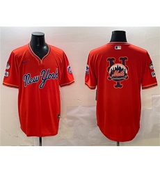 Men's New York Mets Team Big Logo Orange 2025 Spring Training Stitched Baseball Jersey