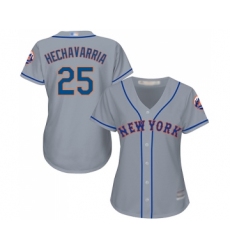 Women's New York Mets #25 Adeiny Hechavarria Authentic Grey Road Cool Base Baseball Jersey