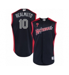 Men's Philadelphia Phillies #10 J. T. Realmuto Authentic Navy Blue National League 2019 Baseball All-Star Jersey