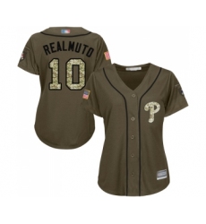 Women's Philadelphia Phillies #10 J. T. Realmuto Authentic Green Salute to Service Baseball Jersey