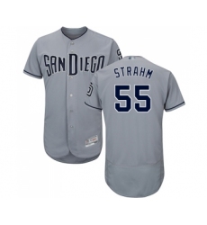 Men's San Diego Padres #55 Matt Strahm Authentic Grey Road Cool Base Baseball Jersey