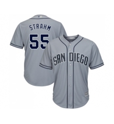 Men's San Diego Padres #55 Matt Strahm Replica Grey Road Cool Base Baseball Jersey