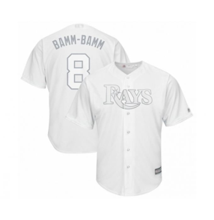Men's Tampa Bay Rays #8 Brandon Lowe  Bamm-Bamm Authentic White 2019 Players Weekend Baseball Jersey