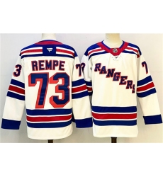Men's New York Rangers #73 Matt Rempe White 2024-25 Away Stitched Hockey Jersey
