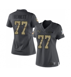 Women's New England Patriots #77 Michael Bennett Limited Black 2016 Salute to Service Football Jersey