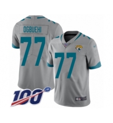 Men's Jacksonville Jaguars #77 Cedric Ogbuehi Silver Inverted Legend Limited 100th Season Football Jersey