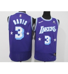 Men's Los Angeles Lakers #3 Anthony Davis Nike Purple 2021-22 Swingman City Jersey