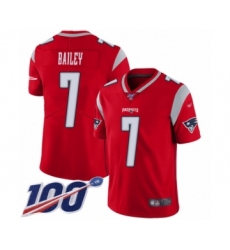 Men's New England Patriots #7 Jake Bailey Limited Red Inverted Legend 100th Season Football Jersey