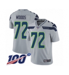 Men's Seattle Seahawks #72 Al Woods Grey Alternate Vapor Untouchable Limited Player 100th Season Football Jersey
