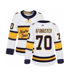 Women's Nashville Predators #70 Egor Afanasyev Authentic White 2020 Winter Classic Hockey Jersey