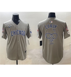 Men's Chicago Cubs Gray Harry Caray Holy Cow Patch Limited Stitched Baseball Jersey