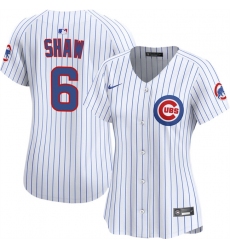 Women's Chicago Cubs #6 Matt Shaw White Home Limited Stitched Baseball Jersey(Run Small)