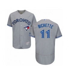 Men's Toronto Blue Jays #11 Bo Bichette Grey Road Flex Base Authentic Collection Baseball Player Jersey