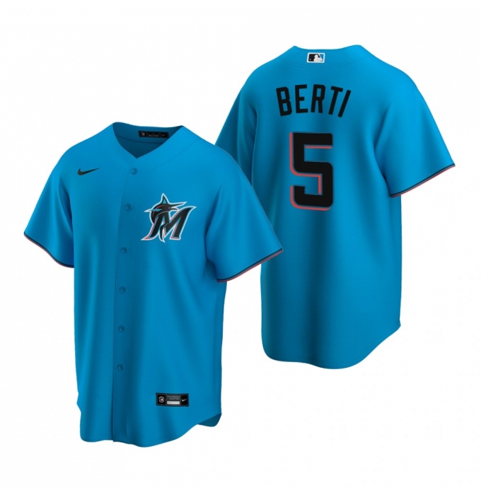 Men's Nike Miami Marlins #5 Jon Berti Blue Alternate Stitched Baseball Jersey