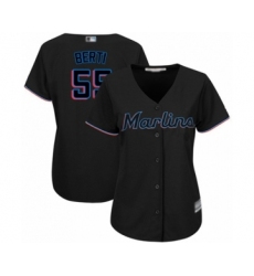 Women's Miami Marlins #55 Jon Berti Authentic Black Alternate 2 Cool Base Baseball Player Jersey